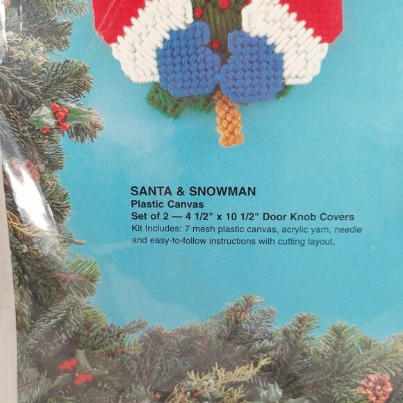 Bucilla 61172 Plastic Canvas Cross Stitch Kit Santa Snowman Hanger Christmas NEW - Picture 2 of 5